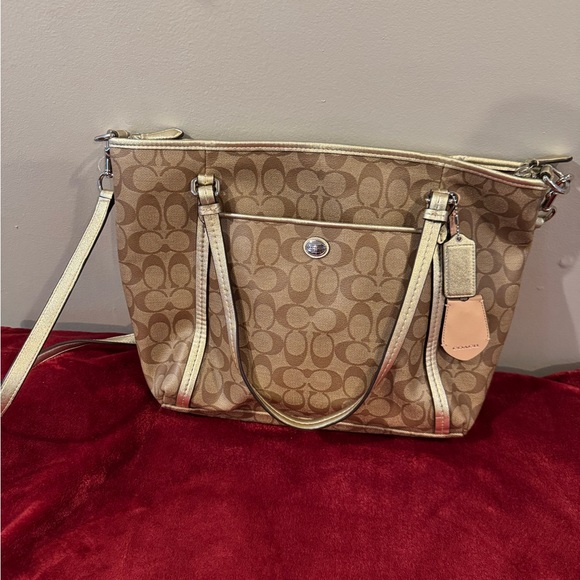 Coach Handbags - Coach Tan and Cream Shoulder Bag